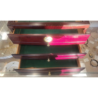 Glass Top Mahogany Cigar Humidor w/ 3 Drawers - colletteconsignment.com