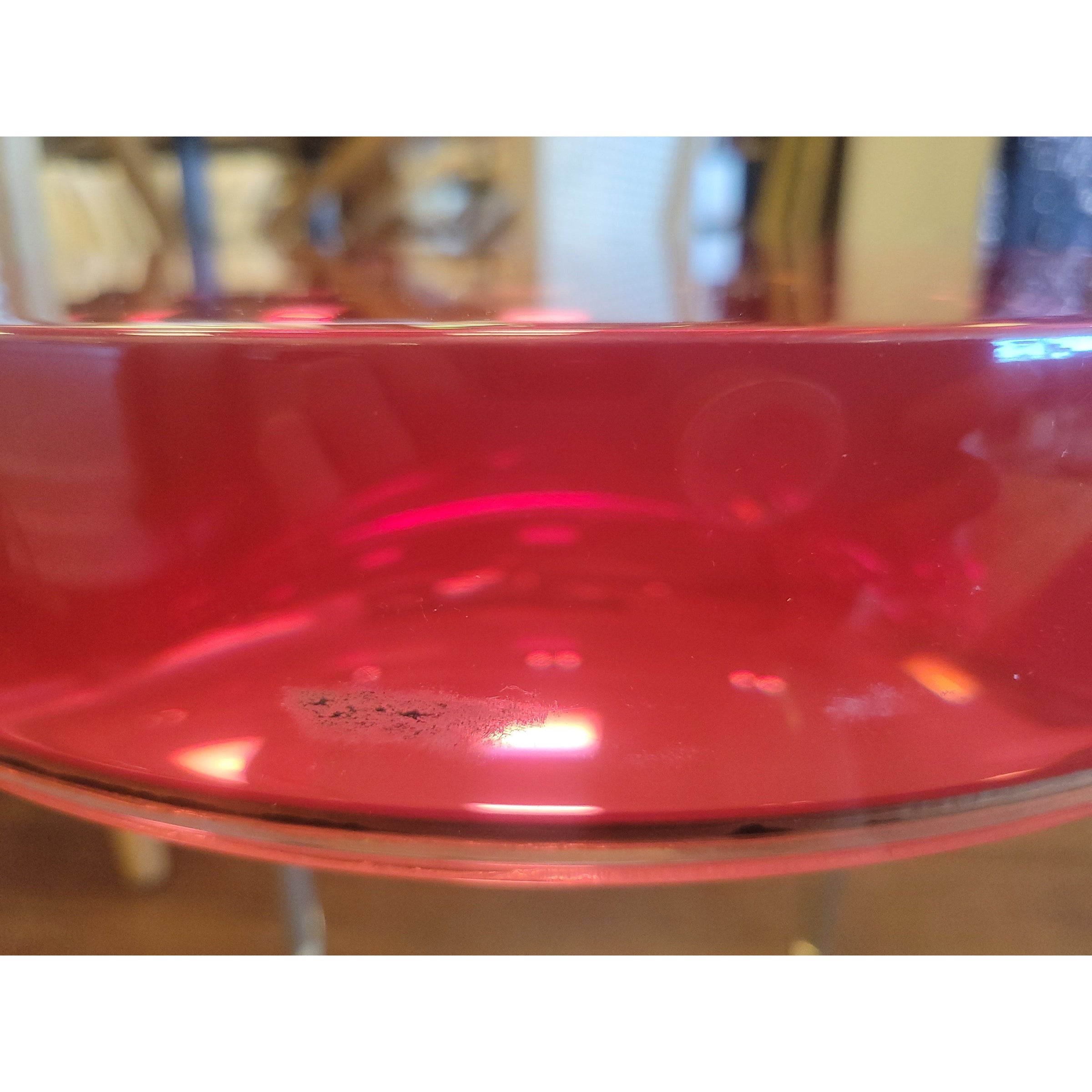 Red Resin Lens Top Table on Polished Nickel Base by McCollin Bryan England