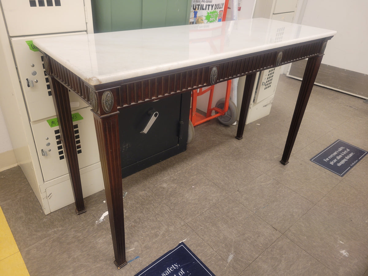 Vintage Mahogany Console Table w/ White Marble Top (AS IS)