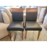 SET of 8 Custom Cherry Wood & Leather Dining Side Chairs by Dinec