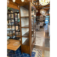 Walnut Eleana Cabinet w/ Beveled Glass Panel Doors & LED Lighting by Hooker