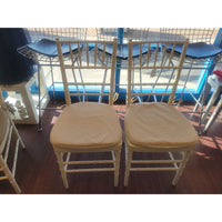 PAIR of Bulgarian Faux Bamboo Dining Chairs w/ Beige Cushions - AS IS