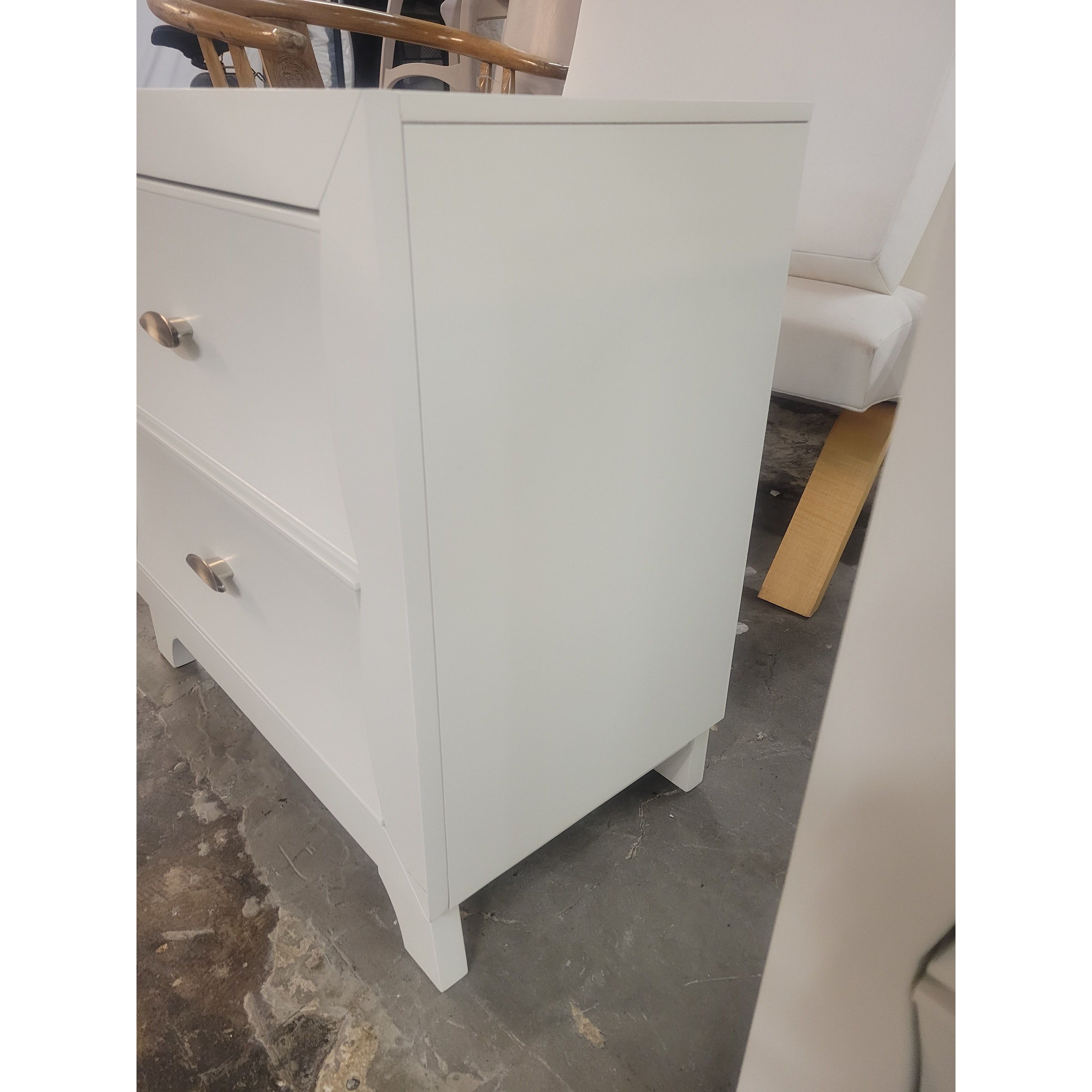 PAIR of Contemporary White Wood Dovetailed 2-Drawer Nightstands