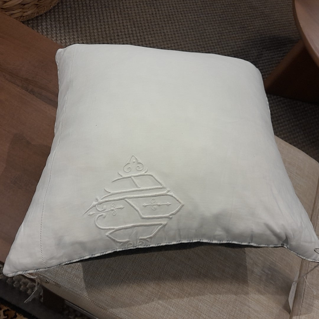 Custom Gray, Blue, Charcoal Over White Pillow
