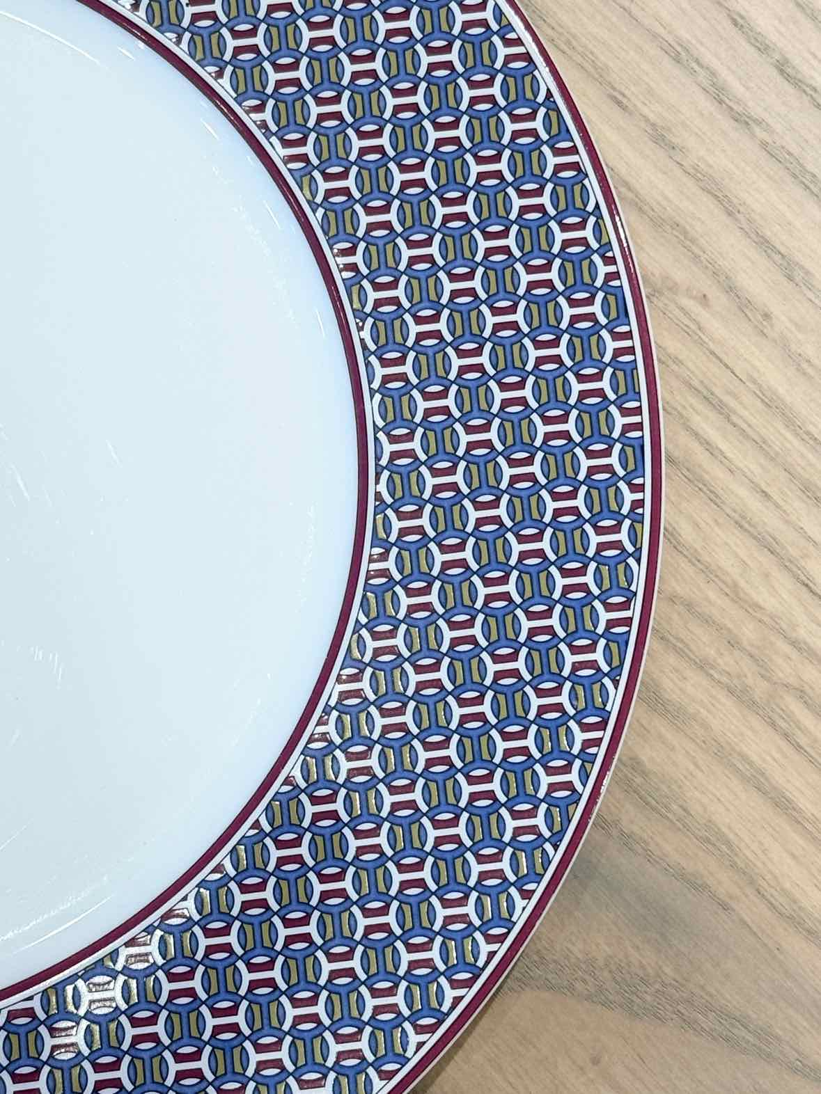 Hermes Tie Set Porcelain Salad / Dessert Plate w/ Orange Trim