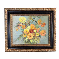 Palette Knife Floral Oil Painting by G. Goldsack in Bronze Tone Frame - AS IS