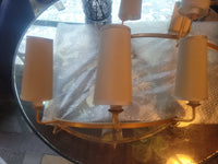 PAIR of 3-Light Antiqued Brass Sconces w/ Silk Shades by Nancy Corzine (AS IS)