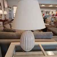 Fluted Porcelain Table Lamp w/ Off-White Shade - colletteconsignment.com