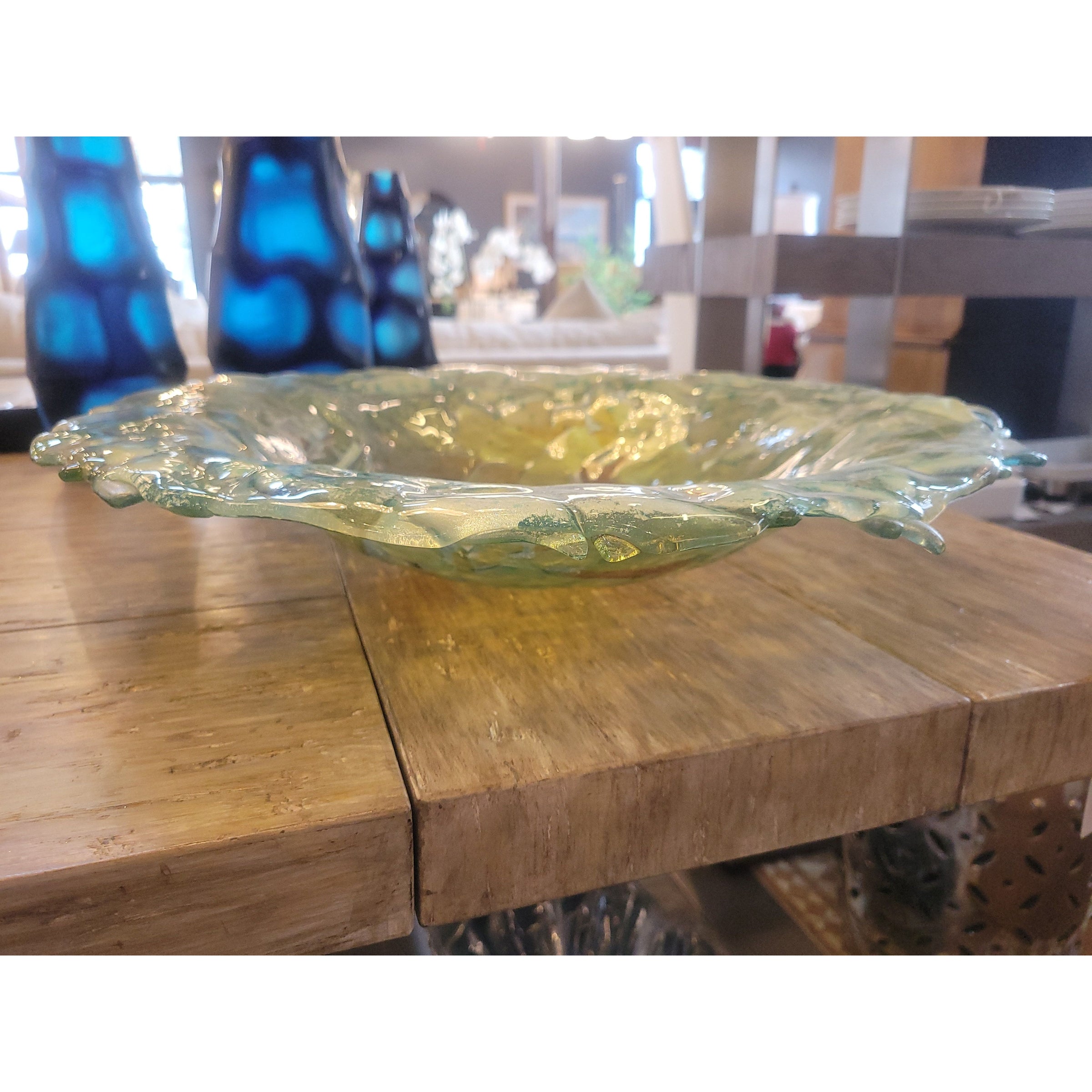 Rare Vintage Green Art Glass Bowl