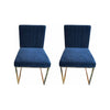 Pair of Goldfinger Dining Chairs in Navy Suede w/ Shiny Brass Legs