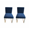 Pair of Goldfinger Dining Chairs in Navy Suede w/ Shiny Brass Legs