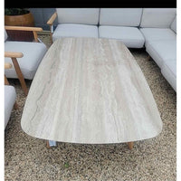Styletto High Lounge Table w/ Teak Legs and Ceramic Tabletop by Royal Botania