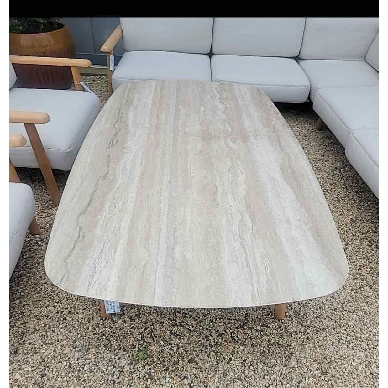 Styletto High Lounge Table w/ Teak Legs and Ceramic Tabletop by Royal Botania