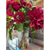 F23-BUPNYDHAL.GLS Burgundy Peonies and Dahlias in Glass Vase