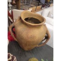 Large Fiber Stone Pot w/ Deer Antler Handles