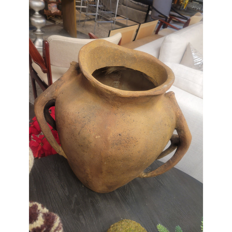 Large Fiber Stone Pot w/ Deer Antler Handles