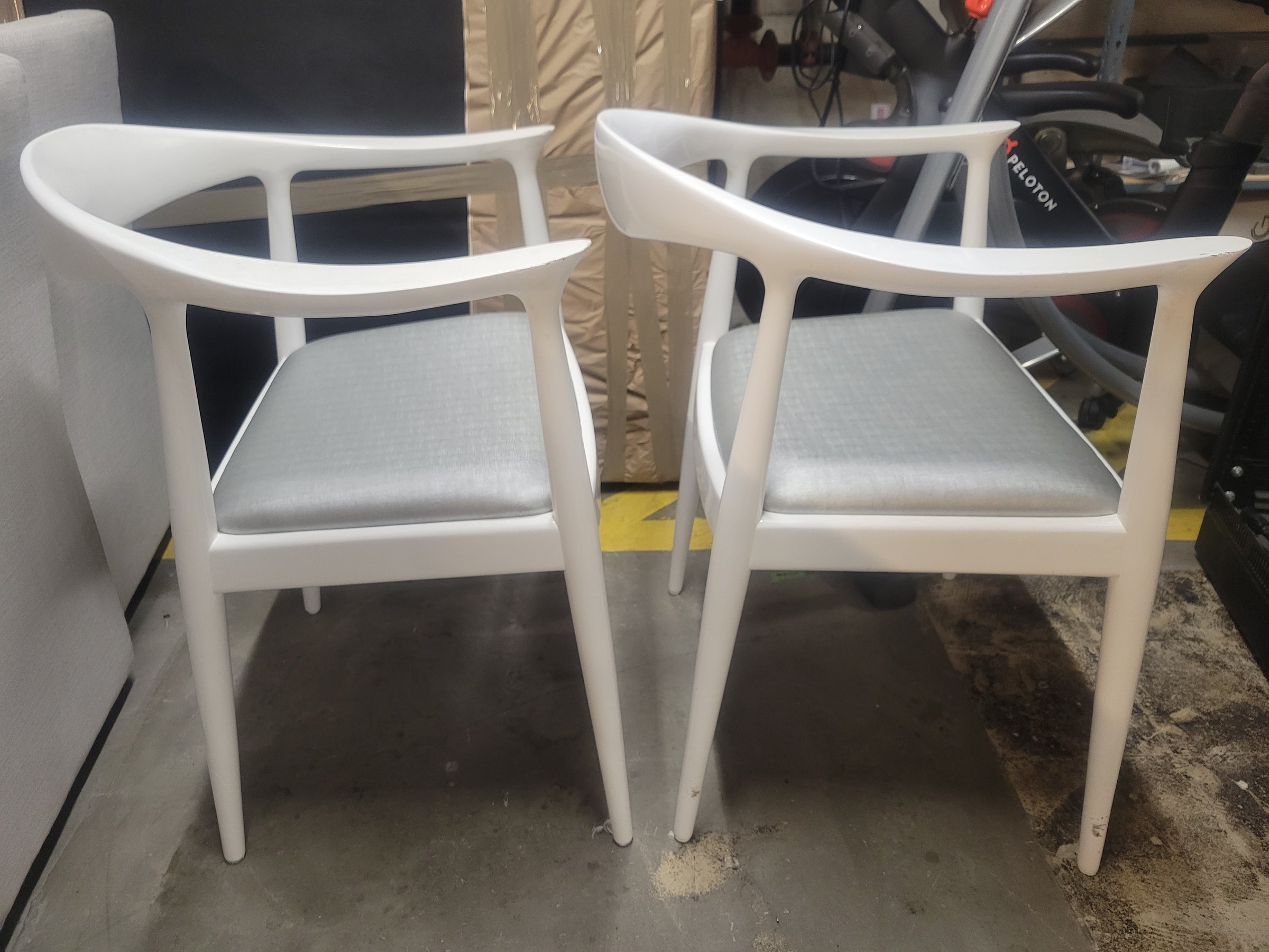 SET of 4 White Lacquered Mahogany Danish Dining Chairs by Villa & House (AS IS)