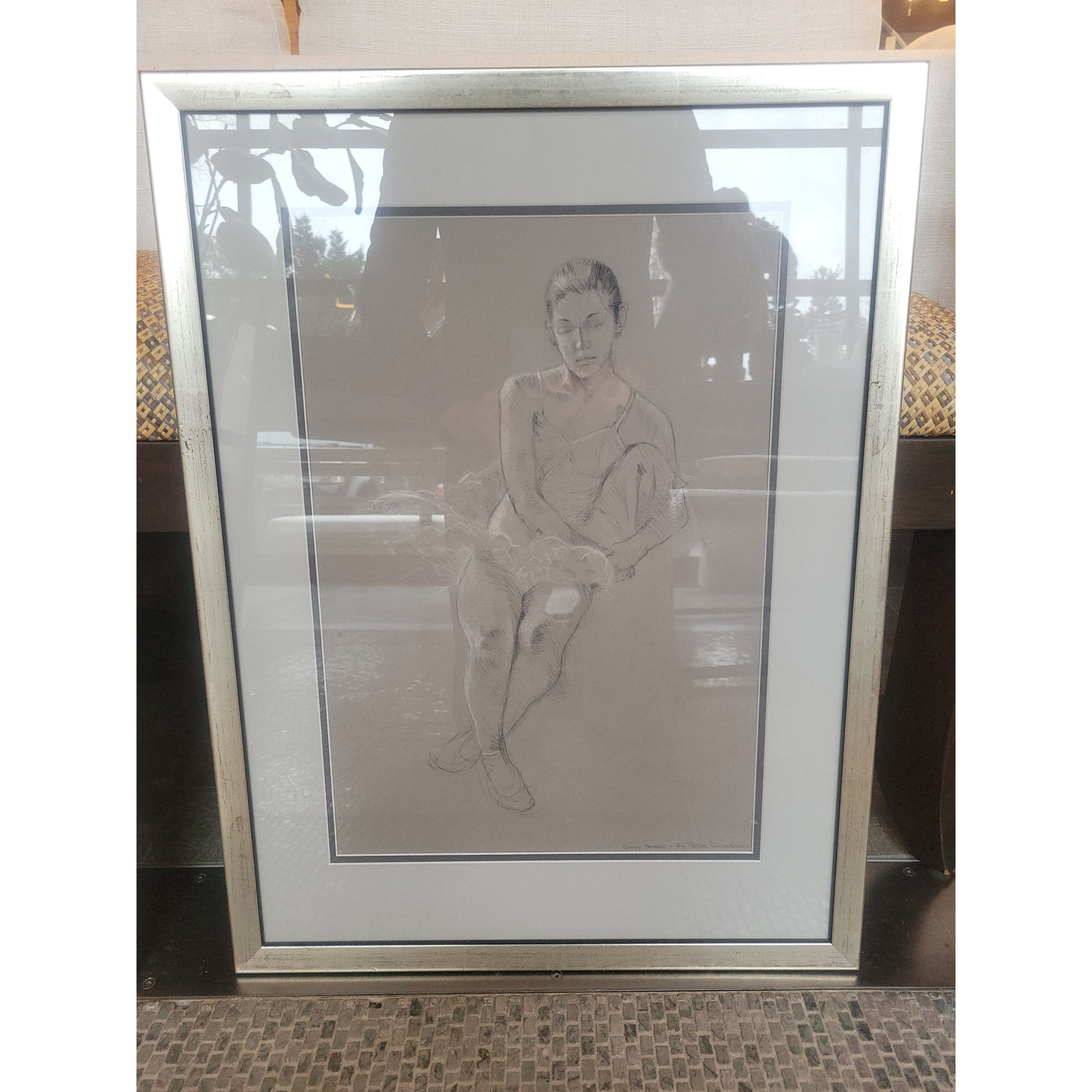 "Ginny Orwell" Drawing by Peter Richardson in Silver Frame