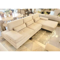 10-ft Gray Velvet Chaise Sectional w/ Adjustable Back & Arms by Arketipo