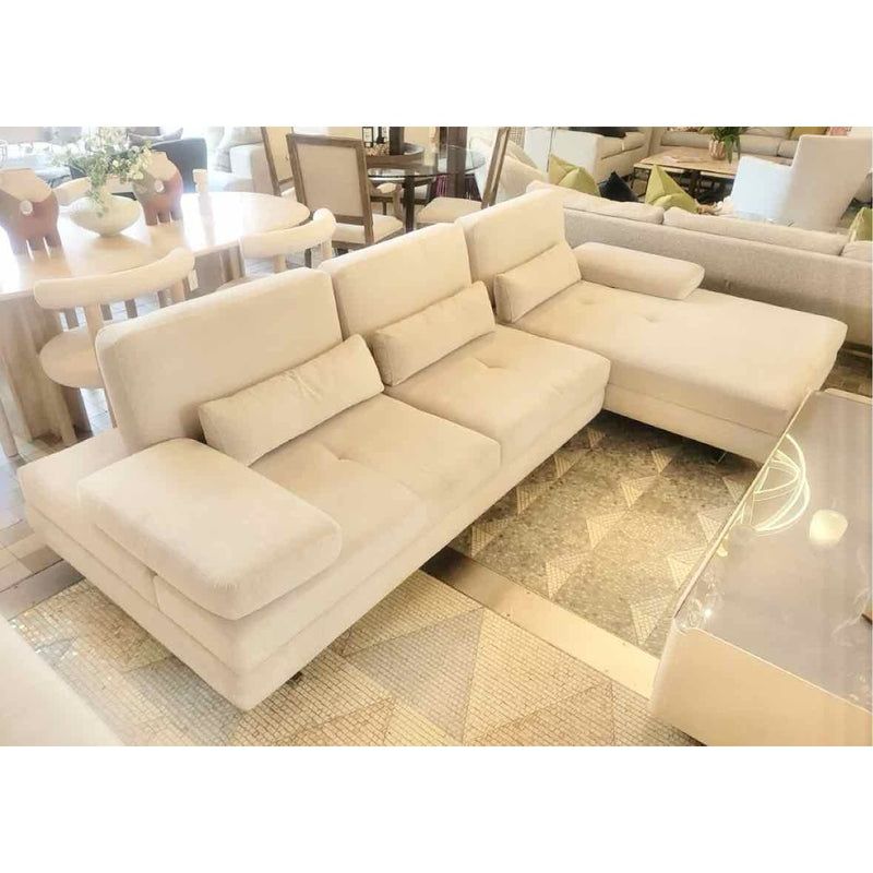 10-ft Gray Velvet Chaise Sectional w/ Adjustable Back & Arms by Arketipo