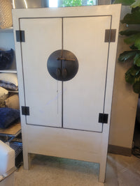 Vintage White Asian Armoire w/ Metal Hardware (AS IS)