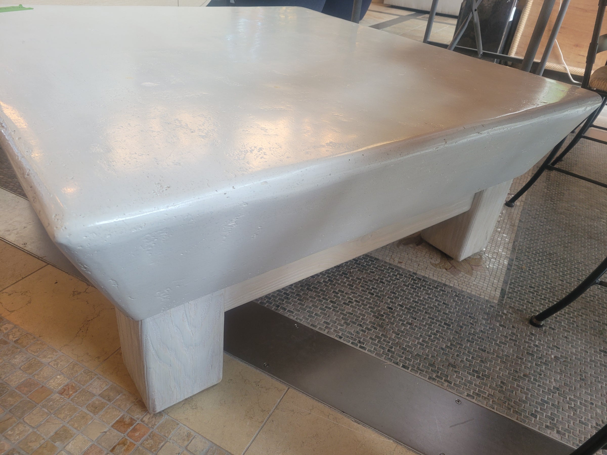 Custom Square White Wood Coffee Table w/ Resin Top