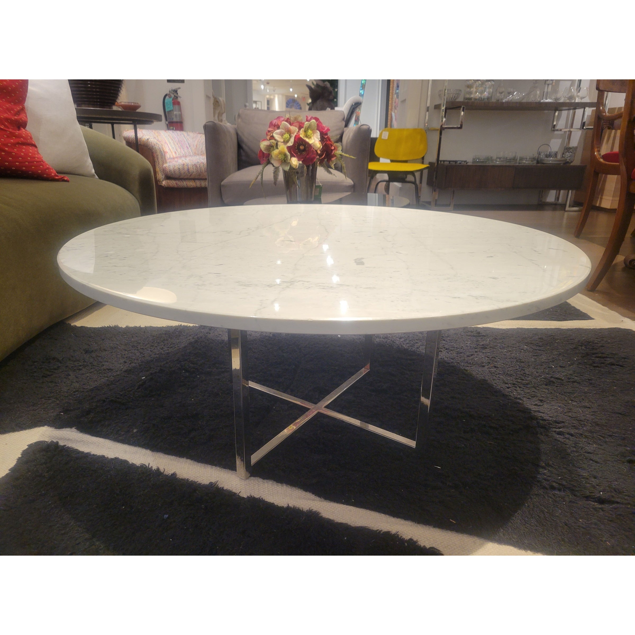 3-ft Round Marble Coffee Table by Fendi Casa