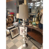 Stacked Pearls Wood Floor Lamp w/ Gray Shade