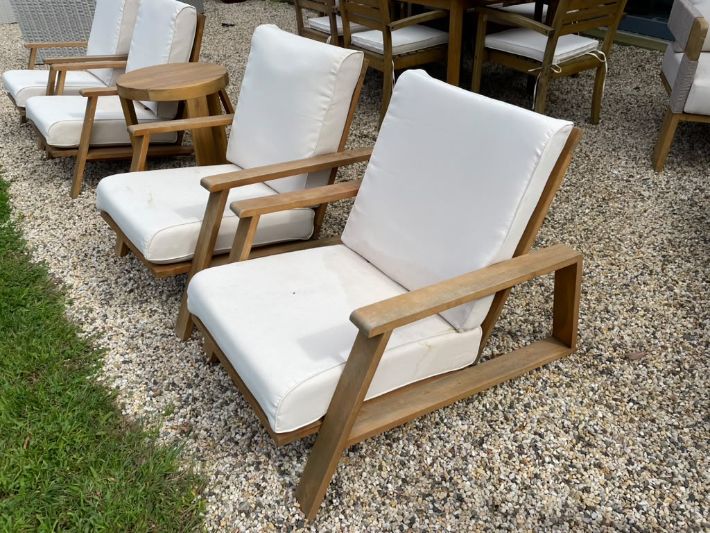 Pair of Outdoor Teak Lounge Chairs