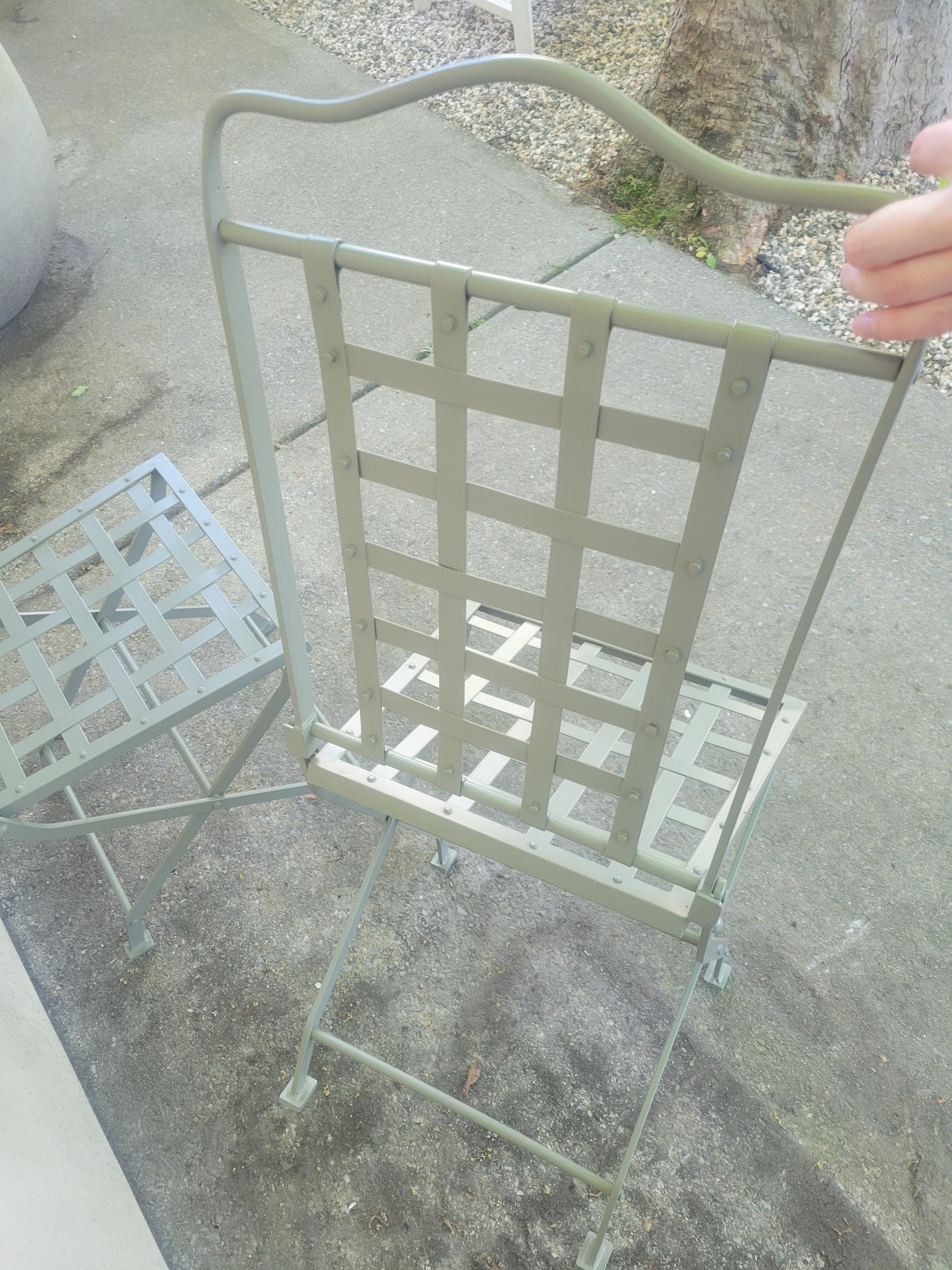PAIR of Gray Metal Bistro Side Chairs Attrib. to Herve Baume