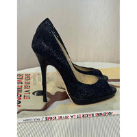 Women's Jimmy Choo Shoe Size 5 Black Glitter Heels  Sandals