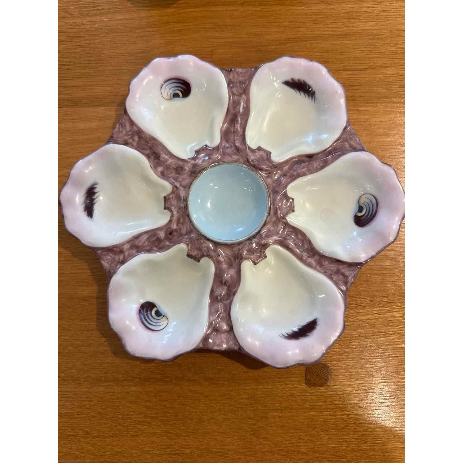 Antique Limoges Oyster Plate, 9" Dia x 1" H