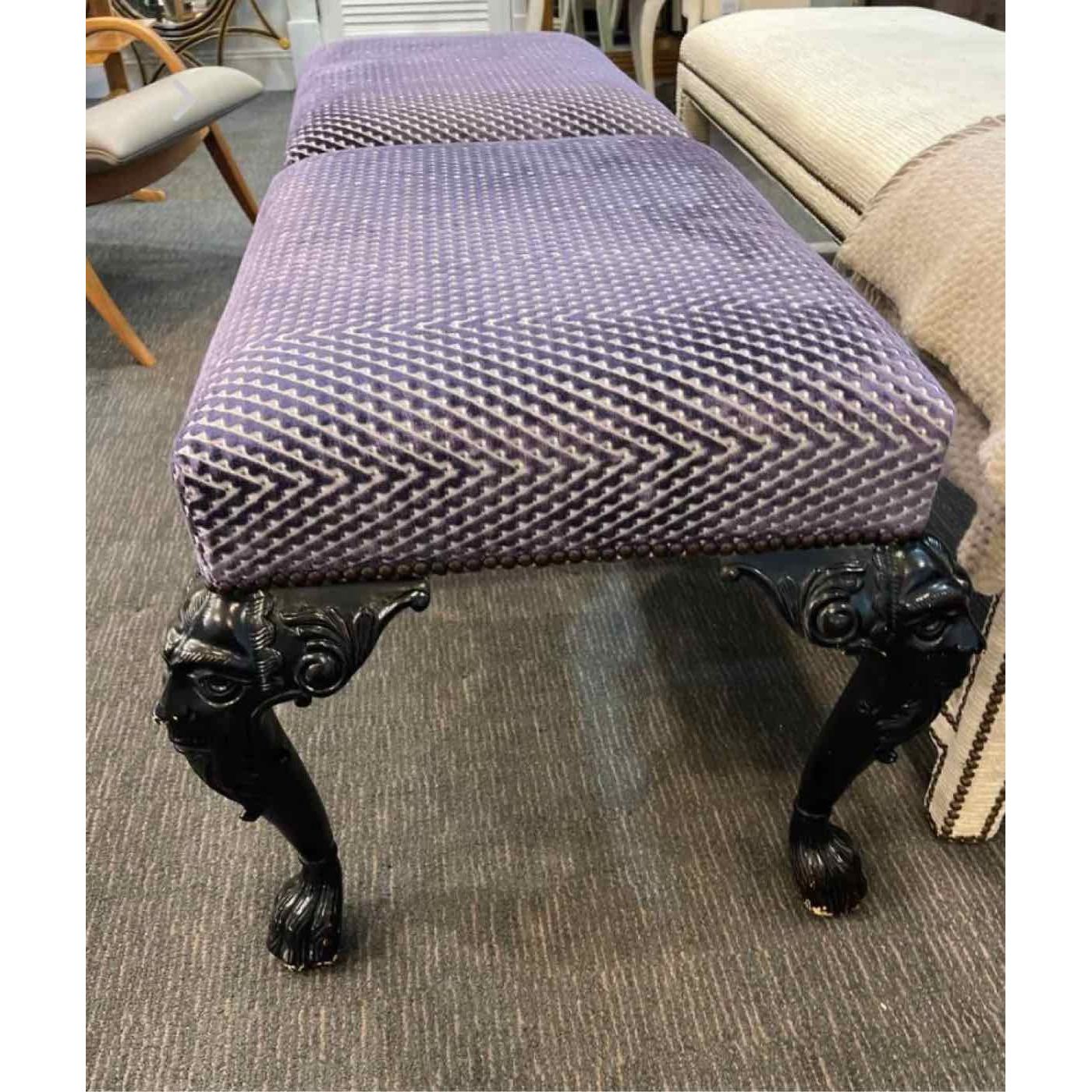 Ornate Leg Stool / Bench by Baker Furniture - Purple & Black