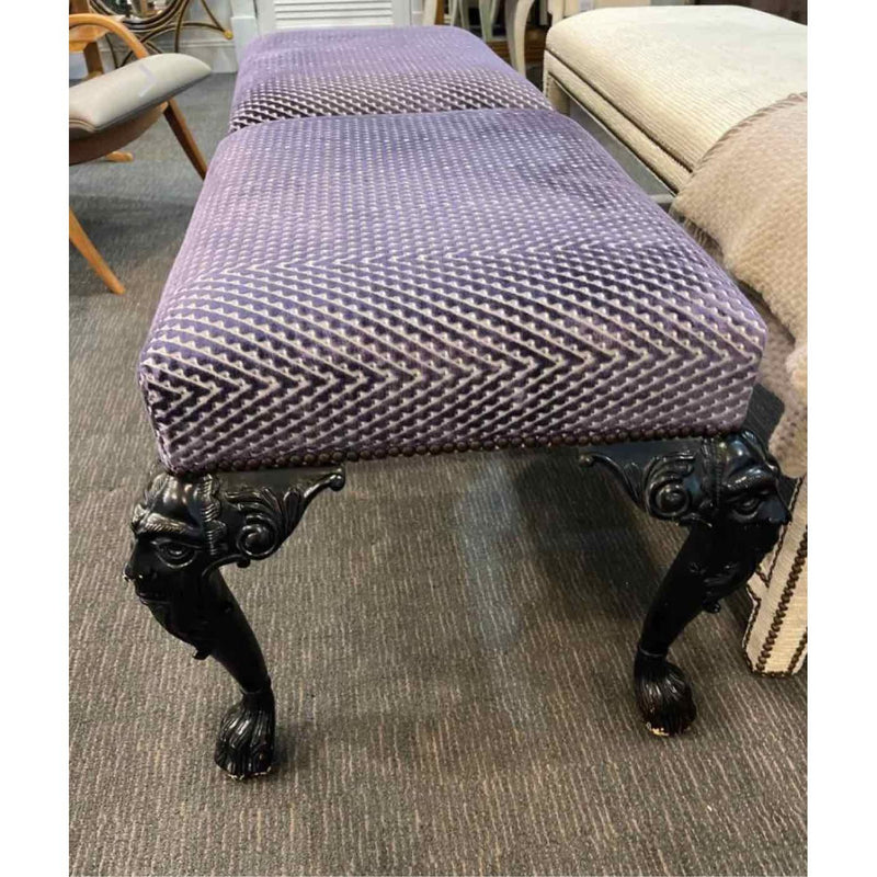 Ornate Leg Stool / Bench by Baker Furniture - Purple & Black