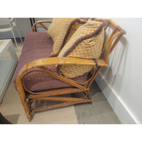 Antique Rattan Sofa w/ Bench Cushion & Pillows (AS IS) - colletteconsignment.com