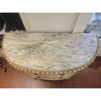 Vintage Demilune Commode w/ Carved Roses & Marble Top (AS IS)
