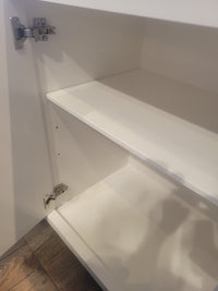 Custom 5-Door Matte White Lacquer Fish Scale Credenza w/ Glass Top