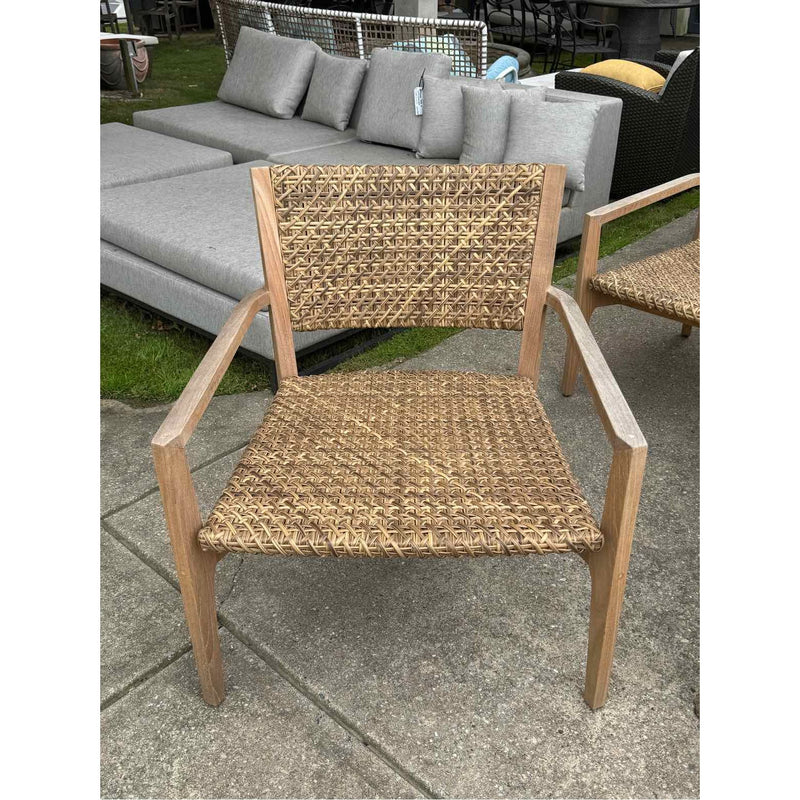 PAIR of 'Majorca' Brown Rattan & Teak Armchairs by Walters Outdoor