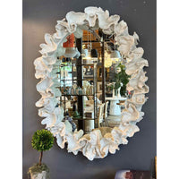 White Resin Leaf Coral Oval Coco Mirror by Made Goods