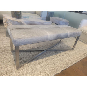 Gray Cowhide Bench w/ Brushed Metal Base Attrib. to Made Goods