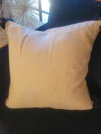 Blue Striped White Square Pillow w/ Tassels by Serena & Lily