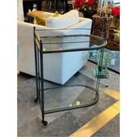 Open House Black Metal Bar Cart w/ 2 Glass Shelves