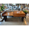 Mid-Century Curved Wood 1-Drawer Desk w/ Iron Legs