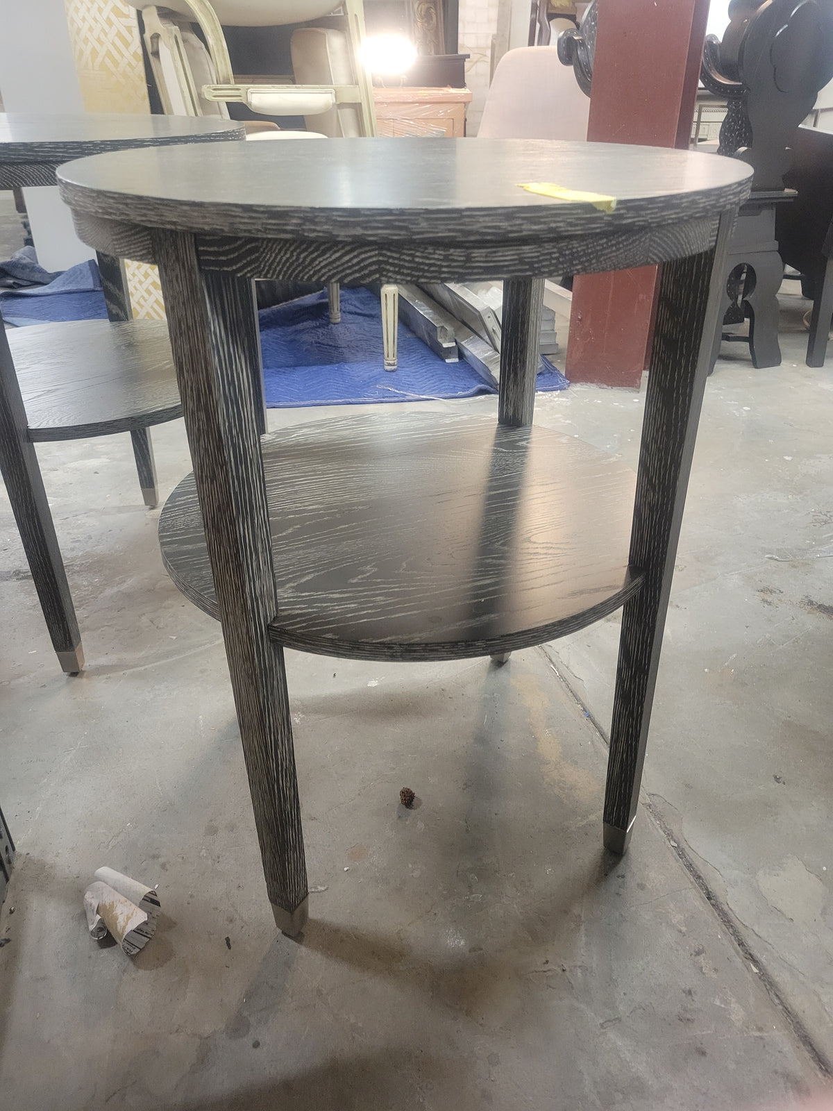 PAIR of Gentry Limed Oak 2-Tier Side Tables by Arteriors (AS IS)