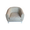 Mint / Beige Weave Club Chair w/ Nailhead White Wood Base
