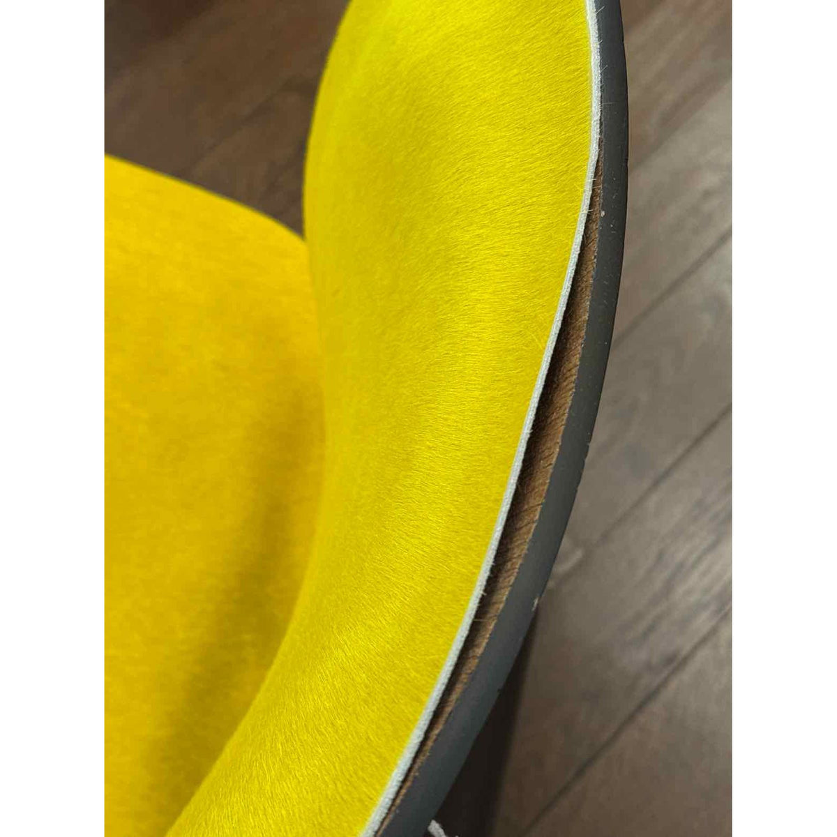 Eames Yellow Cowhide Molded Plywood Chair by Herman Miller - AS IS