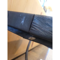 Mid-Century French Industrial Black Leather & Metal Bench - colletteconsignment.com