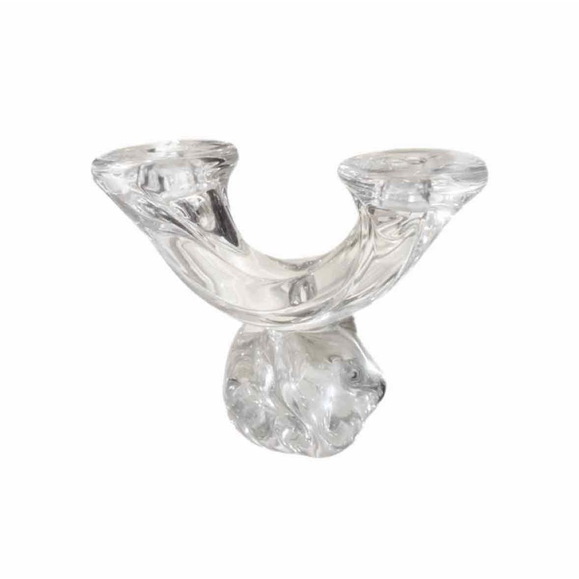 DAUM France Crystal 2-Arm Candle Holder