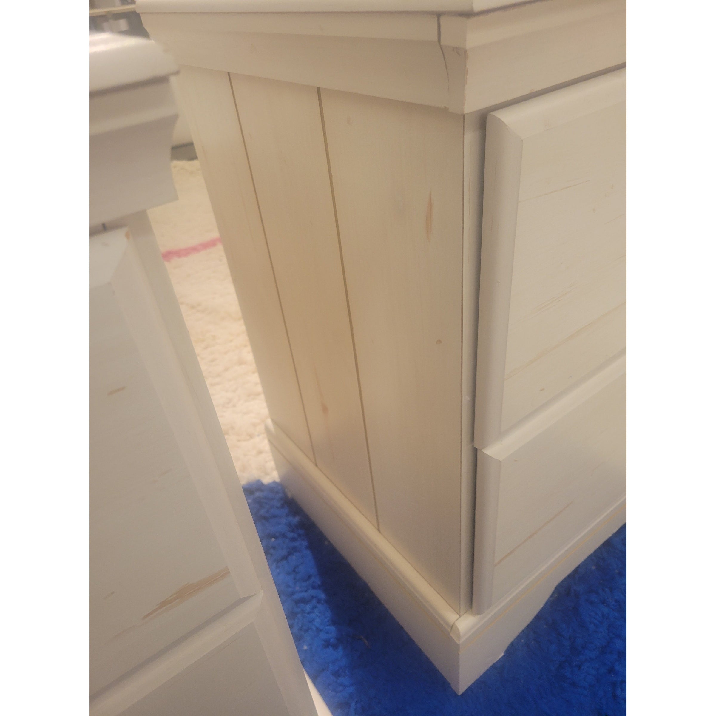 PAIR of White Wash Wood 2-Drawer Night Stands w/ Ceramic Knobs (AS IS)