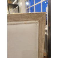 SET of 4 White Upholstered Natural Wood Counter Stools (AS IS)